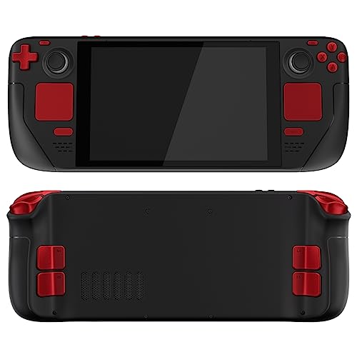 eXtremeRate Scarlet Red Replacement Full Set Buttons for Steam Deck, DIY Custom ABXY D-pad Trackpad Bumpers Triggers Buttons Screwdriver Tool for Steam Deck LCD Handheld Console - Console NOT Included - color: Scarlet Red