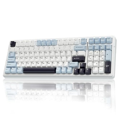 AULA F99 Wireless Mechanical Keyboard, Hot Swappable Custom Keyboard,Pre-lubed Linear Switches,Gasket Structure,RGB Backlit Gaming Keyboard (Blue&White) - color: Blue&White