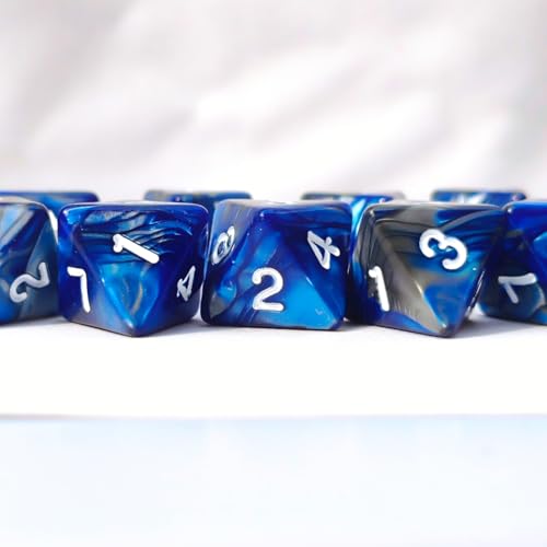 10 PCS D8 8 Sided Dice Set, Polyhedral Number Game Dice for DND RPG MTG Board Game Party Tabletop Accessories (Blue+Black) - color: Blue+black