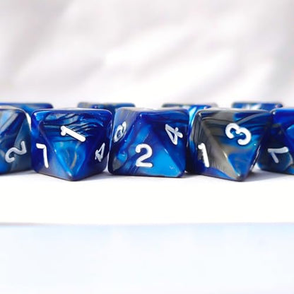 10 PCS D8 8 Sided Dice Set, Polyhedral Number Game Dice for DND RPG MTG Board Game Party Tabletop Accessories (Blue+Black) - color: Blue+black