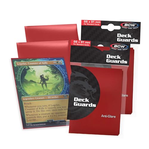 BCW Deck Guard - Double Matte Red Card Sleeves | Acid-Free, Archival-Safe, No PVC | Anti-Glare Matte Finish | Fits Standard 2½" x 3½" Game Cards | Durable Deck Protector Sleeves | 100 Ct - color: Red