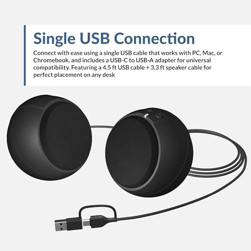 Cyber Acoustics USB-Powered 2.0 Speakers (CA-2110USB) – Modern 2.0 USB C or A Computer Speakers for Desktop PC, 12 Watts Power for Loud Sound, Compatible with PCs and Laptops - style: Sphere USB