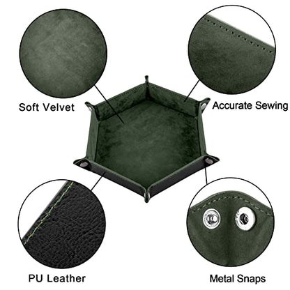 SIQUK 4 Pieces Dice Tray Hexagon Dice Roller Tray Folding PU Leather Dice Trays for Dice Games Like RPG, DND and Other Table Games(Dark Green, Violet, Red, Black) - color: Dark Green, Violet, Red, Black