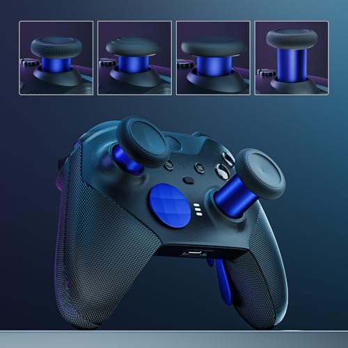 14-in-1 Controller Accessories Kit Compatible with Xbox Elite Series 2, 6 Premium Metal Thumbsticks, Swap Joysticks, 4 Interchangeable Paddles, 2 D-Pads, 1 Tool & 1 Storage Bag (Blue) - color: Blue