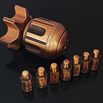 Roulette Dice Spinner for DND Dice Set, 7 Metallic Polyhedral D&D Dice with Gift Case for DND Game, RPG Role Playing Table Game Gifts (Black Gold) - color: Black Gold