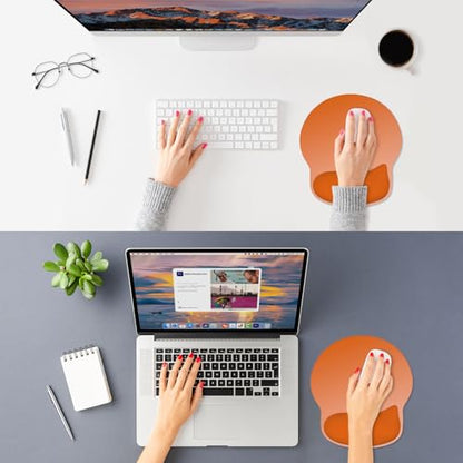 ITNRSIIET Ergonomic Mouse Pad with Wider Memory Foam Wrist Rest +17% - Curved Cushion Reduces Pressure 20%, Pain Relief, Non-Slip, Smooth, Cute Colors, 9.85 x 9 in, Peach Gradient - color: Peach Gradient