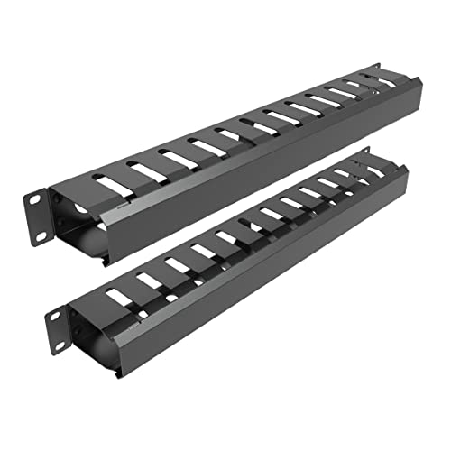 2 Pack of All Metal 1U Cable Manager with 12 Big Finger Slots | Cable Management Horizontal Rack Mount for 19-inch Server Rack or Cabinet