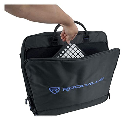 Rockville MB2020 DJ Mixer Controller Gig Bag Case 20.5" x 20.5" x 6" | 11mm Foam Padding, Laptop Pocket, YKK Zippers, Rainproof Nylon, Shoulder Strap, Rubber Feet