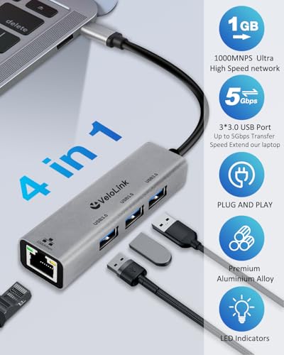 USB to Ethernet Adapter,Ethernet to USB,USBA to RJ45 for Nintendo Switch 2,Gigabit Ethernet Adapter, LAN Network for Laptop, MacBook,Chromebook,Surface, Desktop,PC and More (USBC with 3.0hub) - size: USBC with 3.0hub