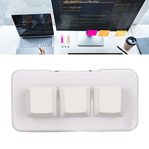 GOWENIC USB Mini 3Keys Keyboard, Cut Copy Paste Macro Pad Keyboard, Programmable OSU Keypad with RGB Led, One Handed Mechanical Gaming Keyboard (White) - color: White