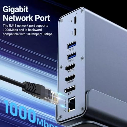 Docking Station for Asus TUF Gaming A17 A18 A15 A14 F15 F17 Dash 15 F15 Gaming Laptop,15-in-1 USB C with 360 ° Rotating Base, 2 * 4K HDMI and 1*DP, 10Gbps USB Port Transfer, RJ45, Audio, SD/TF