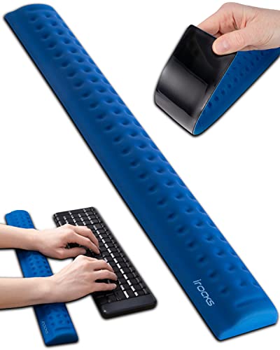 Ergonomic Memory Foam Keyboard Wrist Rest - Pain-Reducing, Cooling, Non-Slip, Blue, Minimalist - color: Blue, size: Keyboard