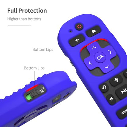 Silicone Cover for Roku Voice Remote Pro 2nd Ed. Roku Remote Control RCB1R Protective Silicone Case Sleeve Shockproof Skin for Roku Remote with Lanyard (Blue) - color: blue