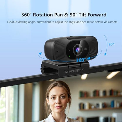4K Webcam with Microphone, 1080P 60fps Webcam for PC, 8MP UHD 92° Wide Angle Len, Automatic Light Correction, USB Camera with Privacy Cover, External Computer Camera for Business Meeting/Video Call