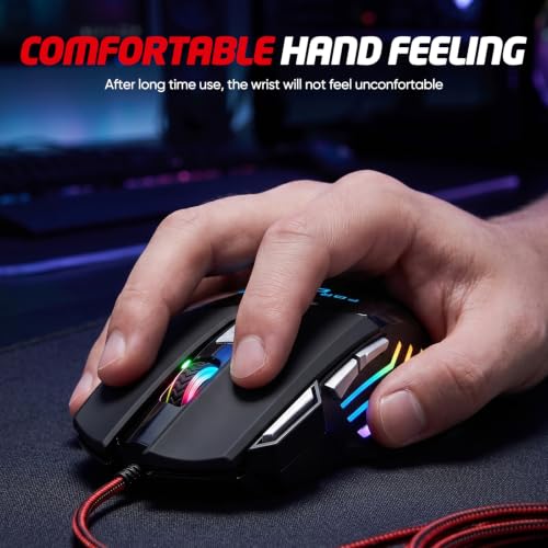 Guiheng Wired Gaming Mouse, 7-Color Optical USB Mice for Laptop/Desktop, 1200 to 3600 and RGB Light, Ergonomic with 7 Programmable Buttons for Computer Windows 7/8/10/XP Vista Linux Chromebook PC