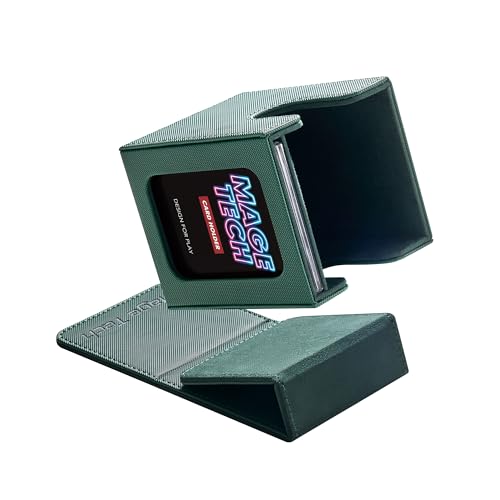 Mage Tech Commander Deck Box Lite - Card Display with Mini Snap Card Holder & Removable Cover, Fits 100+ Single-Sleeved Cards, Ideal for MTG, PTCG, OPCG, SWU & More (Green) - color: Green