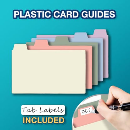 H4D Index Card Holder 3x5 Inches with 25 Plastic Dividers, Light Pink - color: Light Pink, size: 3x5 inch