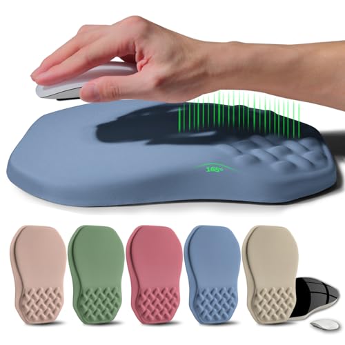 Ergonomic Raised Mouse Pad Wrist Support with Bilateral Slope Memory Foam Mousepad for Wrist Rest and Carpal Tunnel Pain Relief 11.8x7.9〃 Stone Blue - color: Stone Blue