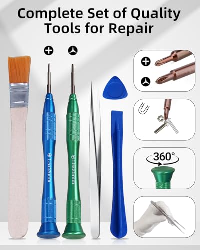 Joystick Replacement Kit for Nintend0 Switch2 Joycon(22 in one), Repair Kit for Switch2, Include 2 Thumbsticks, Drift Fix Tools Y / +Screwdriver, Tweezers, Pry Tools, 14 Thumbstick Grips - color: black-22 in one