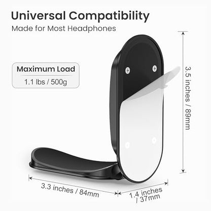 Itramax Wall Mount Headphone Hanger,Adhesive Headset Holder Under Desk,2 Pack Magnetic Headphone Monitor Stand Hook, Foldable Sticky PC Gaming Headset Earphone Clamp for AirPods Max,HyperX,Xbox-Black