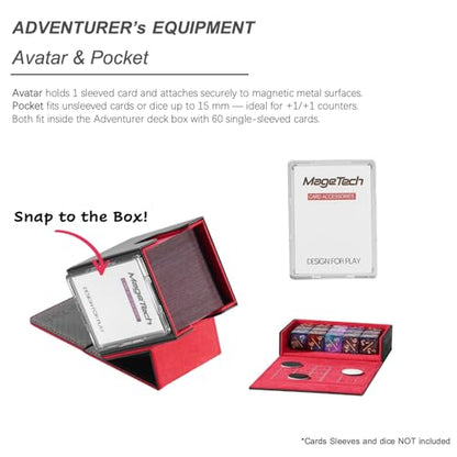 Mage Tech Adventurer [Champion] 60-Card Solution - Avatar Holder + Pocket Dice Box with Life Tracker - Rugged, Expandable - MTG Standard/LOR/PTCG - Black/Red - color: 2. Ambition (Black/Red), style: 3. Champion[60-card solution]