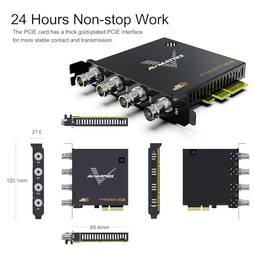 PCIE 4-CH Capture Card for PC, 4CH SDI, 1080P60 (VC41) | Ultra-Low Latency,Multi-Channel Streaming,Video Conferencing,Online Education,Telemedicine Broadcasting,Windows/Linux - color: PCIE-4CH SDI