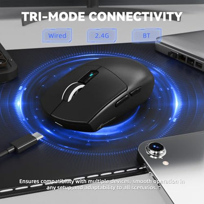 MAMBASNAKE ATTACK SHARK G3PRO Wireless Gaming Mouse,Tri-Mode,Bluetooth/2.4G/USB,59g Ultra Lightweight,25K DPI,100M Clicks Switches,RGB Magnetic Charging Dock,PAW3311 Sensor,BK52820 Chip-Black - color: Black