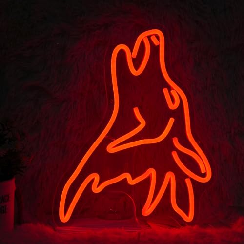 LISIGNVE Wolf Neon Sign Red Led Cute Wolf Neon Lights for Wall Decor Dimmable USB Bedroom Sign Lights for Kids Room Home Decor Party Gifts - color: Red