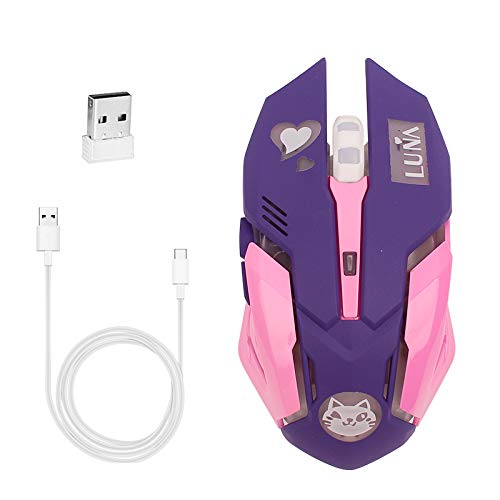 Gaming Mouse,7 Colors Backlit Optical Game Mice Ergonomic USB Wired with 2400 DPI and 6 Buttons 4 Shooting with Nano Receiver for Computer/Win/Mac/Linux/Andriod/iOS,Purple.