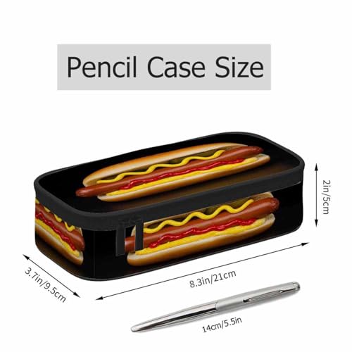 Burger Pencil Case Organizer Sausage Food Delicious Black Stationery Box Makeup Colleague Office Supply for Adults Men Women School Students Boy Girl - color: Burger