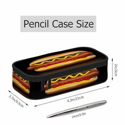 Burger Pencil Case Organizer Sausage Food Delicious Black Stationery Box Makeup Colleague Office Supply for Adults Men Women School Students Boy Girl - color: Burger