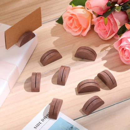 Colingmill 24 Pcs Wooden Table Number Stands with Tented Cards,Brown | Wedding Table Name Holder Semicircular Design Place Card Holders for Retail Shop Wedding Party Events - color: Brown