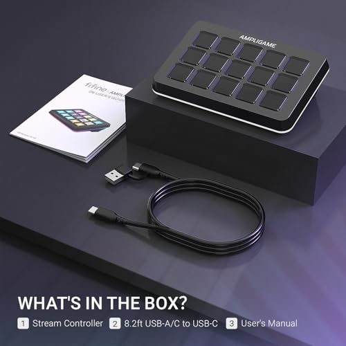 FIFINE AmpliGame Stream Controller with 15 Macro Keys, Streaming Keyboard with Trigger Actions in OBS/Twitch/YouTube/Streamlabs, Shortcut Buttons Keypad Works with Mac and PC-D6 - color: Black