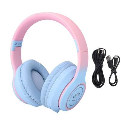 SUNGOOYUE Headphone Gaming Headphones, ABS 5.3 Over Ear Headset with Active Noise Cancelling, 3.5mm Wired, Foldable, Mic, 400mAh for Gaming Music Calls (Blue) - color: Blue