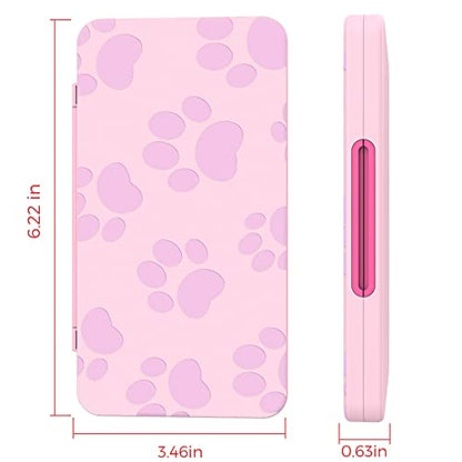 HEIYING Switch Game Case with 48 Precise Slots for Nintendo Switch 2 / OLED | Portable Game Card Holder, Hard ABS Shell with Soft Silicone Lining, Precise Card Slots,Magnetic Closure for Easy Access - color: Pink Cat Paws