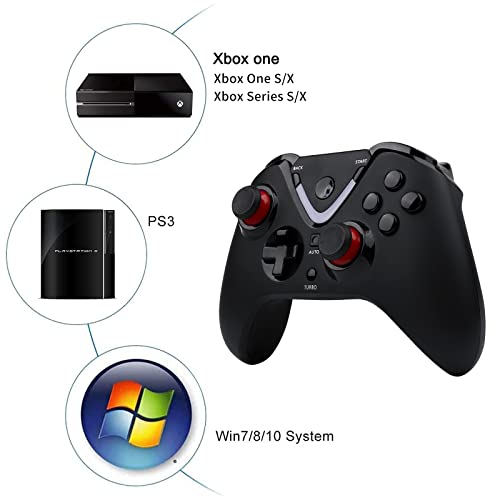 Wireless Game Controller with LED Lighting Compatible with Xbox One S/X, Xbox Series S/X Gaming Gamepad, Remote Joypad with 2.4G Wireless Adapter, Rechargeable Battery - color: Black