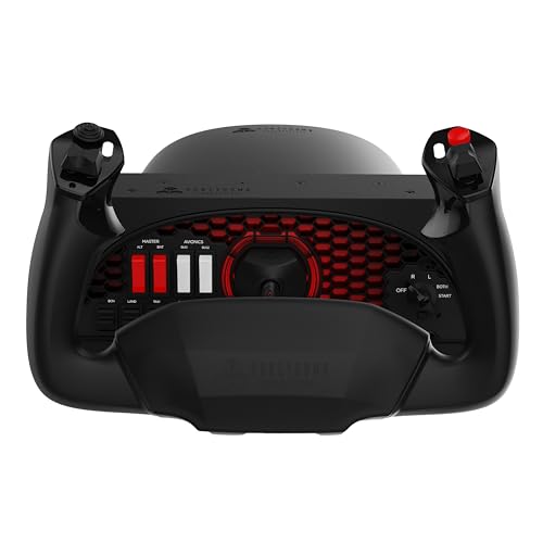 Honeycomb Alpha Flight Controls Yoke & Switch Panel — Flight Simulator Yoke w/ 180° Rotation, Steel Shaft, Ignition Switch, Fully-Equipped Handles, Dual Mounting — Compatible w/PC & Mac | Full 180 Degree Yoke Rotation, Steel Shaft with Dual Linear Ball Be