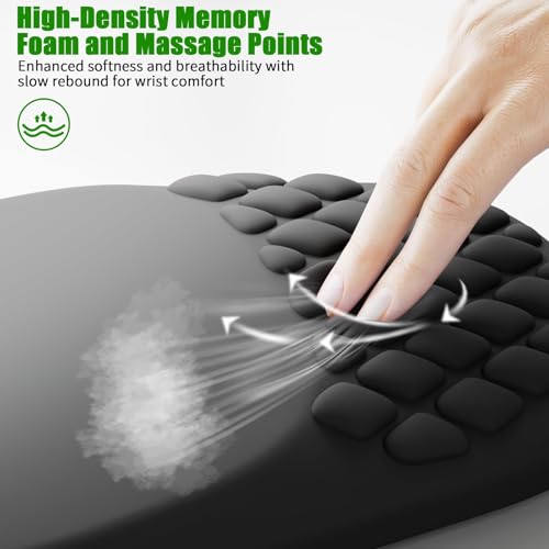 VAGAU Ergonomic Mouse Pad with Wrist Support, Wrist Rest Pain Relief Mousepad Memory Foam & Non-Slip PU Base for - Gaming, Office and Home (Black)