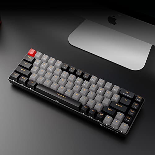 Qisan Mechanical Gaming Keyboard, Dual Mode 2.4G/BT Wireless, 60% Layout, US Layout, Blue Switch, 68 Keys, Computer Keyboard, Gaming Pc, Wireless Gaming Keyboard - color: Blue Switch Black & Grey Combo Color