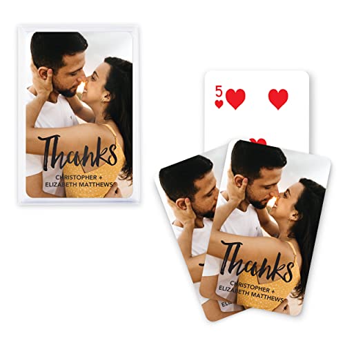 Weddingstar Custom Photo Printed Deck of Playing Cards | Personalized Poker, Bridge, and Game Night Favor - Handwritten Elegance - color: Handwritten Elegance