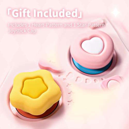 Geekshare Protective Case Set Compatible with switch 2, PC Back Plate with Silicone Joysticks Covers, Includes 2 Thumb Grips, Waterproof Protection - Star Wing Series (Pink) - color: Star Wing, size: For Switch 2
