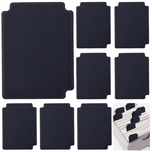 CRASPIRE 8Pcs Black Card Dividers Leather Cards Separators with Tab Frosted Sorting Paper Divider Organizer Deck Tray 3.66 X 2.72 Inch for Storage Boxes Sports Folder Record - color: Black