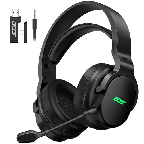 Acer Wireless Gaming Headset for PS5, PC, PS4, Switch, Mac & Laptop, Tri-Mode 2.4GHz Wireless/Bluetooth 5.4/3.5mm Wired, Suspension Headband, 50mm Dynamic Drivers, Detachable ENC Mic, Black