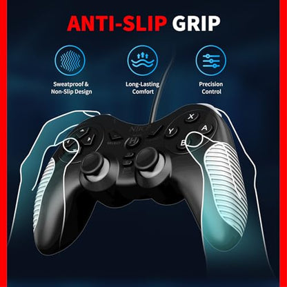 NBCP W5 Wired Controller for Switch 2,Switch,PC,PS3 Gamepad | Dual Vibration,Hall Effect Joystick,Turbo,Wake-up,C Button,Screenshot,10-Foot USB Cable,Plug and Play,Black