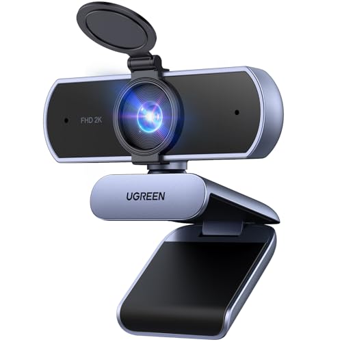 UGREEN 2K Webcam for PC Ultra HD 1080P Computer Webcam with Microphone | PC Camera with Privacy Cover, USB Web Camera for Streaming, Conference, Video Calling, Zoom,Teams, FaceTime - color: Grey