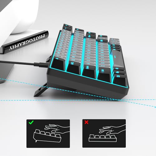 MageGee Portable 60% Mechanical Gaming Keyboard, MK-Box LED Backlit Compact 68 Keys Mini Wired Office Keyboard with Blue Switch for Windows Laptop PC Mac - Grey/Black - color: Grey/Blue Switch