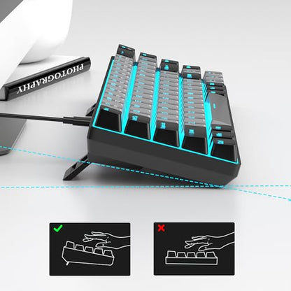MageGee Portable 60% Mechanical Gaming Keyboard, MK-Box LED Backlit Compact 68 Keys Mini Wired Office Keyboard with Blue Switch for Windows Laptop PC Mac - Grey/Black - color: Grey/Blue Switch