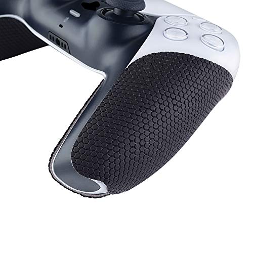 eXtremeRate PlayVital Anti-Skid Sweat-Absorbent Controller Grip for ps5, Professional Textured Soft Rubber Pads Handle Grips for ps5 Controller - color: Black