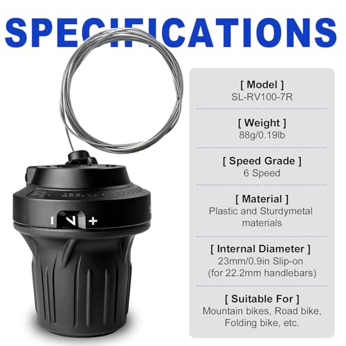 7 Speed Bike Shifter, SL-RV100-7 Speed Shifter Lever Bicycle Twist Grip Thumb Gear Shifter for MTB Folding Mountain Bike - size: RV100-7R