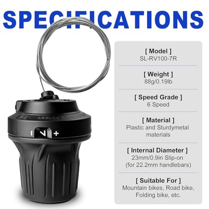 7 Speed Bike Shifter, SL-RV100-7 Speed Shifter Lever Bicycle Twist Grip Thumb Gear Shifter for MTB Folding Mountain Bike - size: RV100-7R